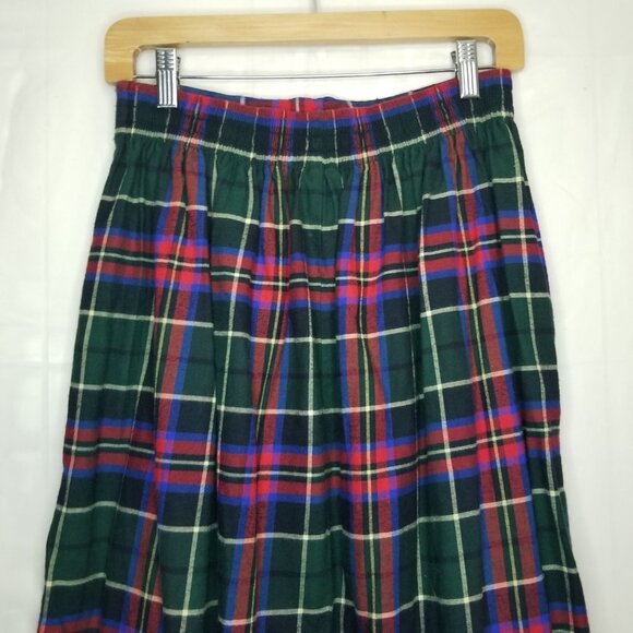 Vintage Talbots Tartan midi skirt red green sz 10 plaid pleated buttons on side - Picture 3 of 11
